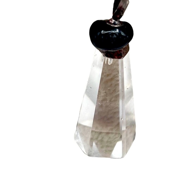 Obsidian Quartz Crystal Pendant Necklace On Black Chain. A82 - Picture 7 of 11